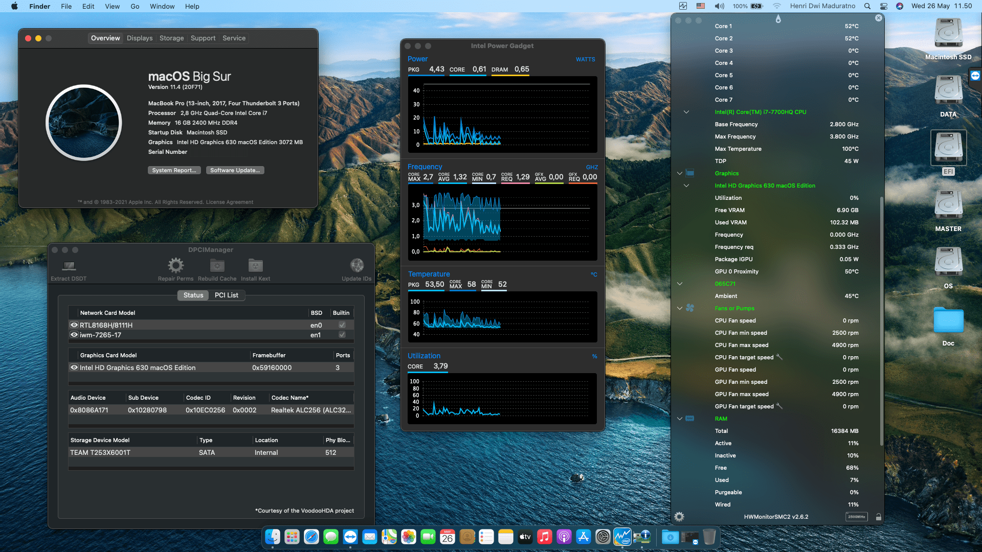 Success Hackintosh macOS Big Sur 11.4 Build 20F71 in Dell Inspiron 15-7567